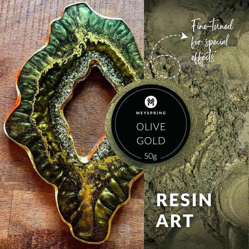 MEYSPRING Olive Gold Epoxy Resin Green Pigment - 50 Grams - Green Mica Powder for Epoxy Resin  UV Resin and Resin Art - Color Shifting Pigment - Image 2